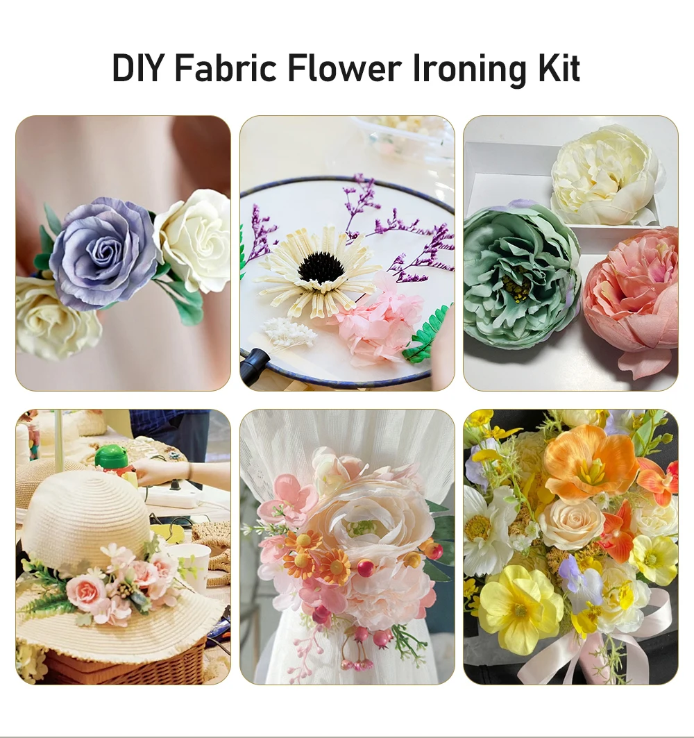 220V/110V Fabric Flowers Ironing Tool Set 18/13/11/8 Heads Soldering Iron DIY Artificial Flower Making Tool Ironing Machine