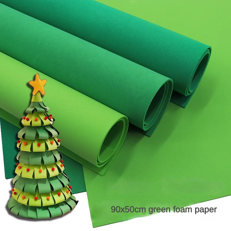 Thickness 1/2/3mm Green EVA Foam Paper Christmas Tree Making Foam Thin EVA Rubber Plate Handmade Model Making Cosplay 87x50cm