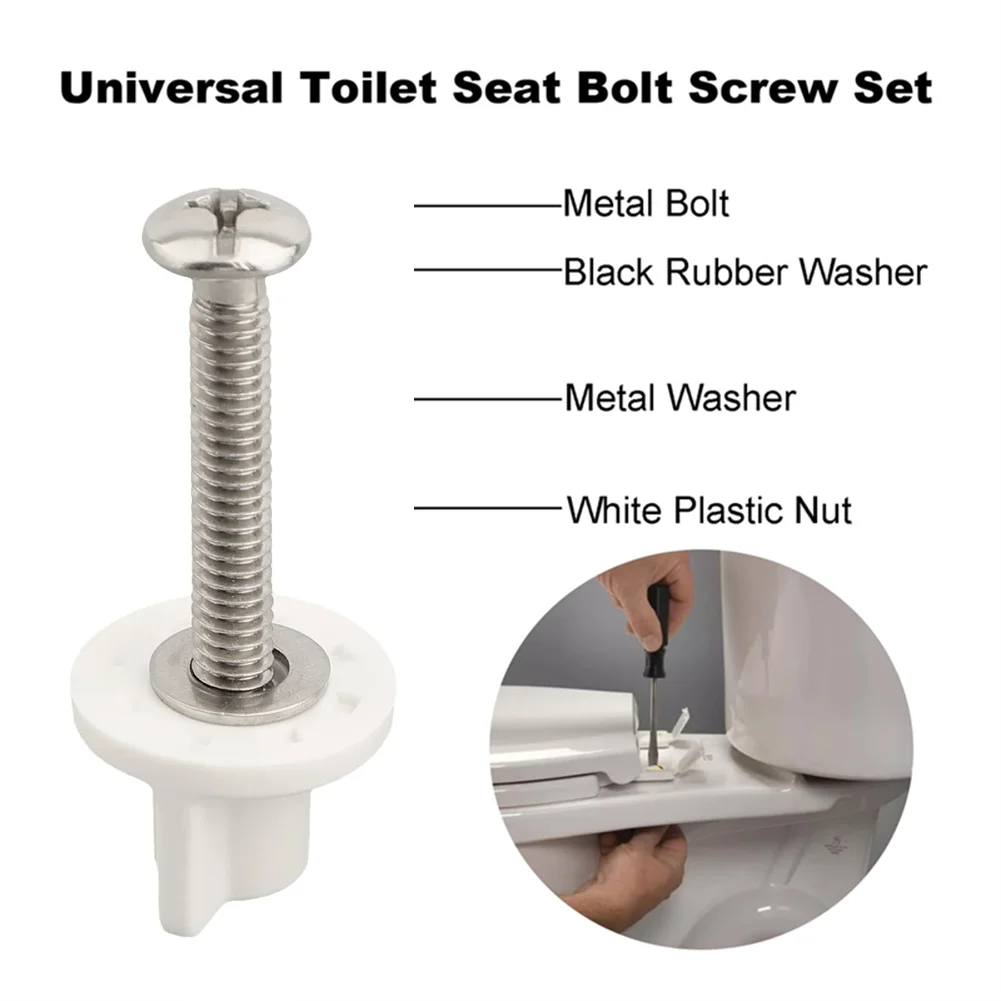 M6 Toilet Seat Hinge Bolt Screw Fixings Top Mounted Hinge Toilet Seat Parts Toilet Seat Hinge Bolt Screws Replace Bathroom Acces