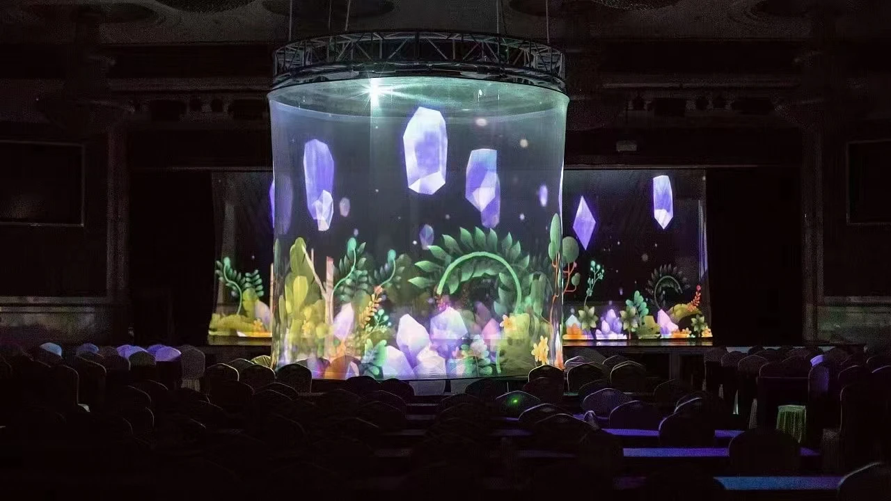 Transparent Holographic Mesh 3D Hologram Hologram Gauze 7mx30m Stage Projection Screen Outdoor Exhibition Museum Customizable
