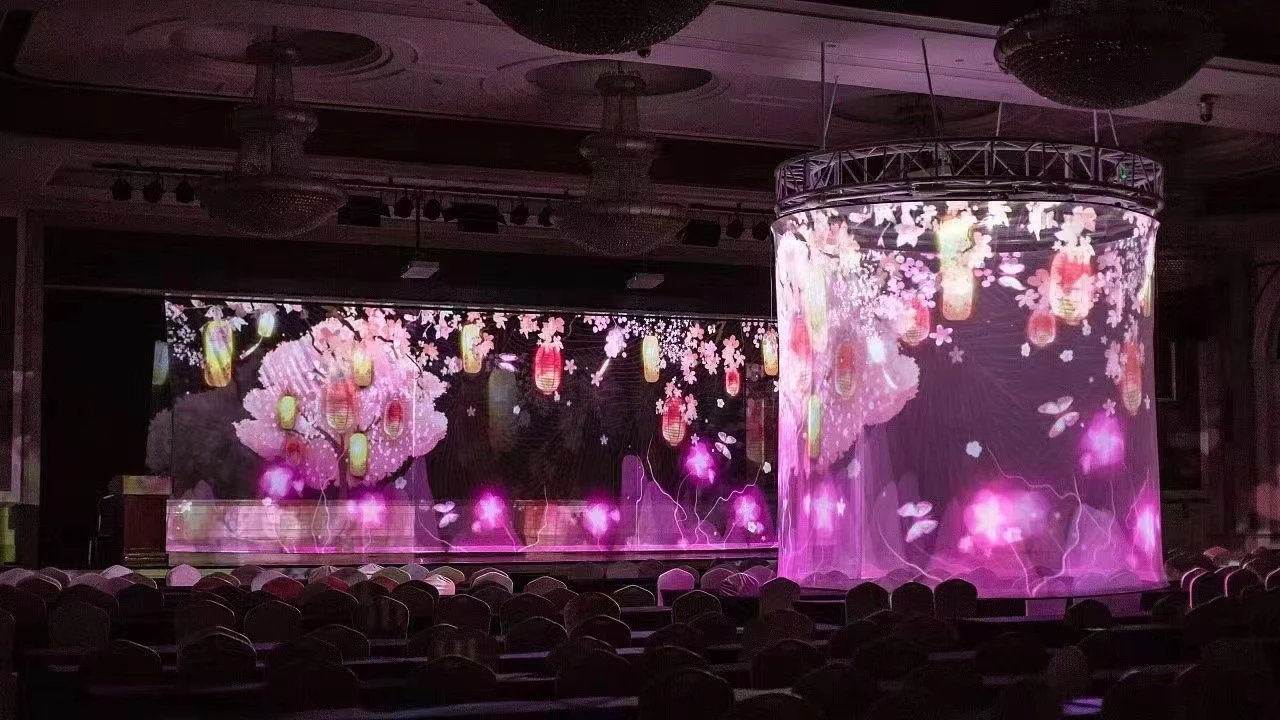 Transparent Holographic Mesh 3D Hologram Hologram Gauze 7mx30m Stage Projection Screen Outdoor Exhibition Museum Customizable