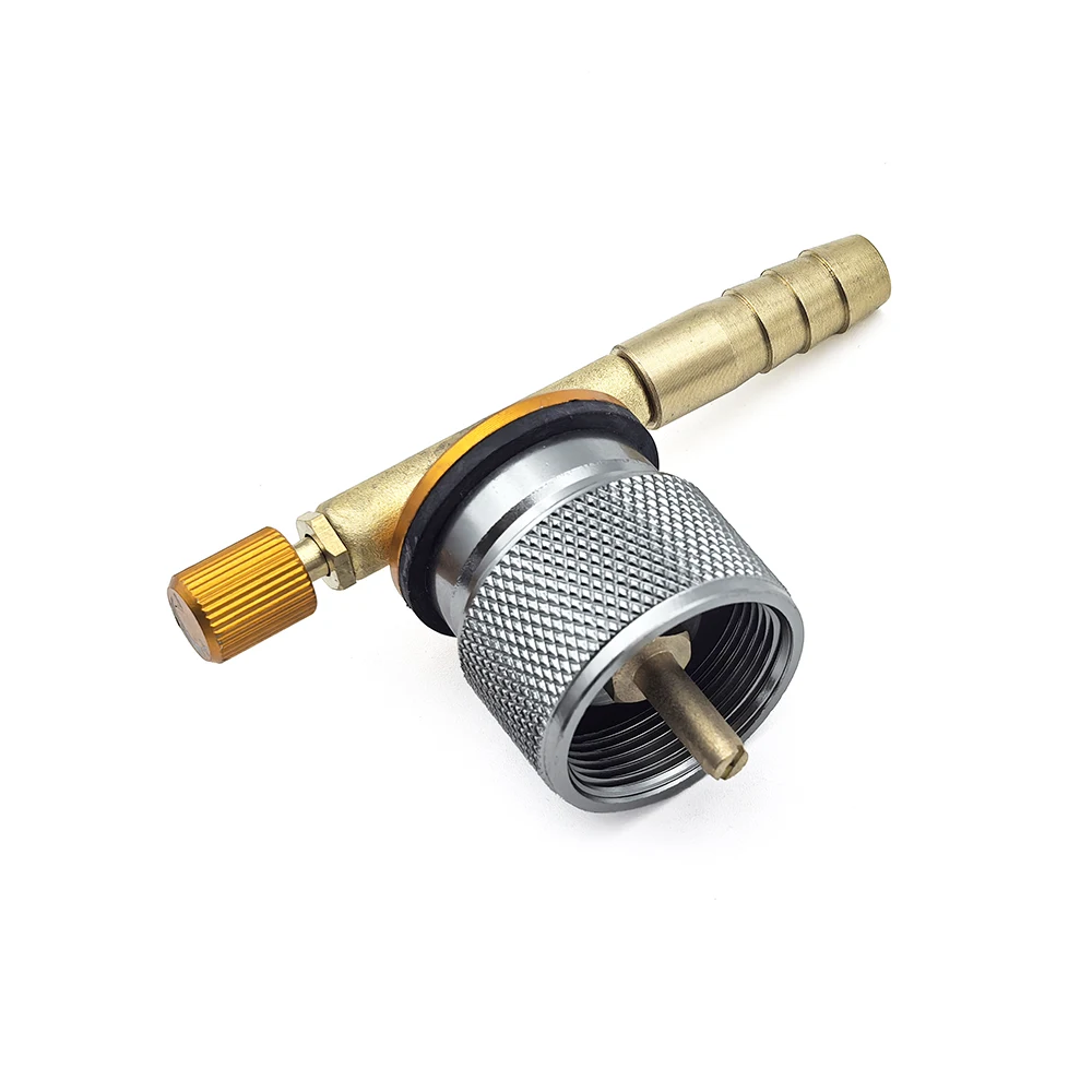 MAPP Gas Cylinder Adapter/ EN417 Gas Canister Adapter with 8mm Hose Barb Connector & Adjustable Valve for Welding Torch Burner