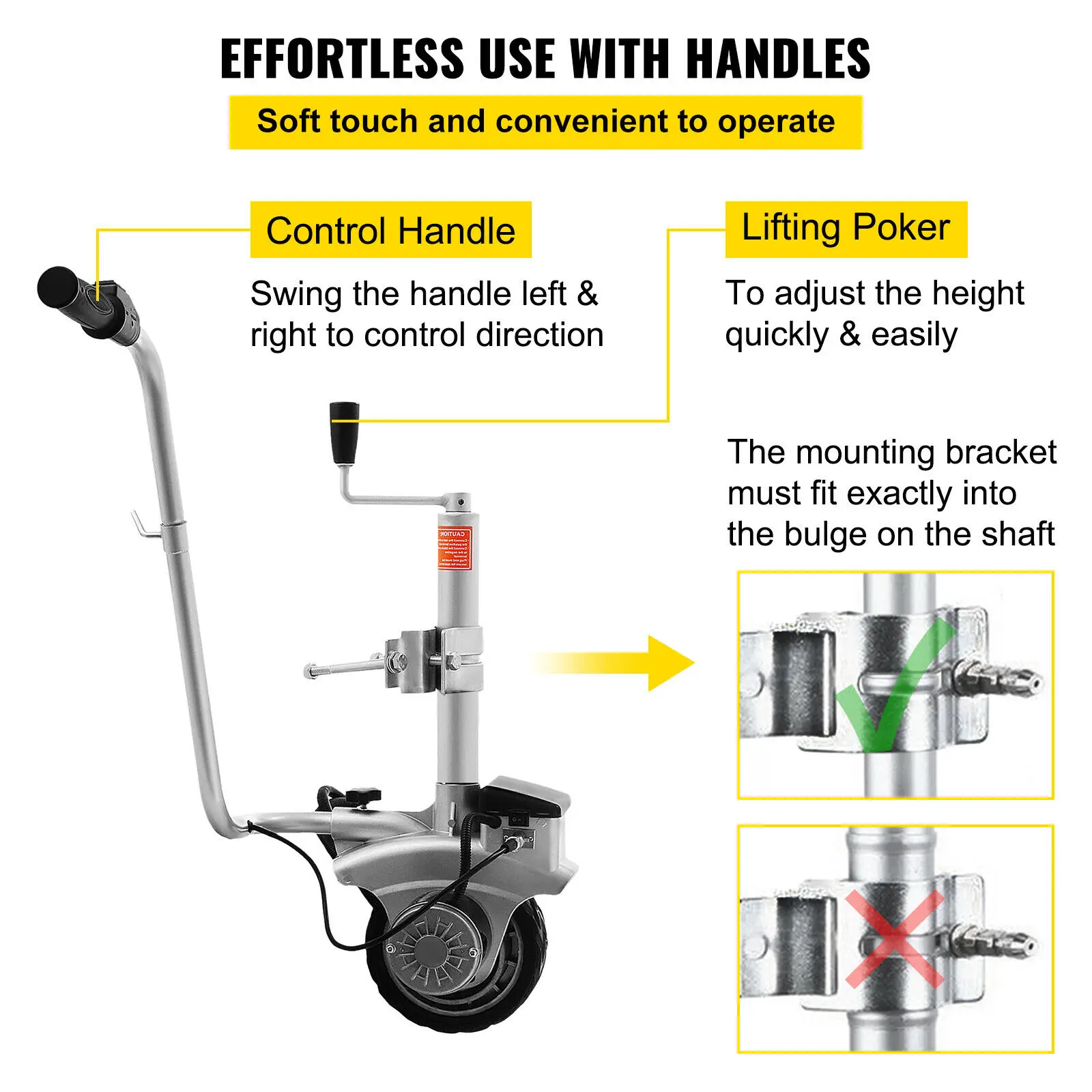 12V Motorised Jockey Wheels Electric Power Mover Maneuver Trailer Boat 350W Striker Power Jockey Wheel Foldable