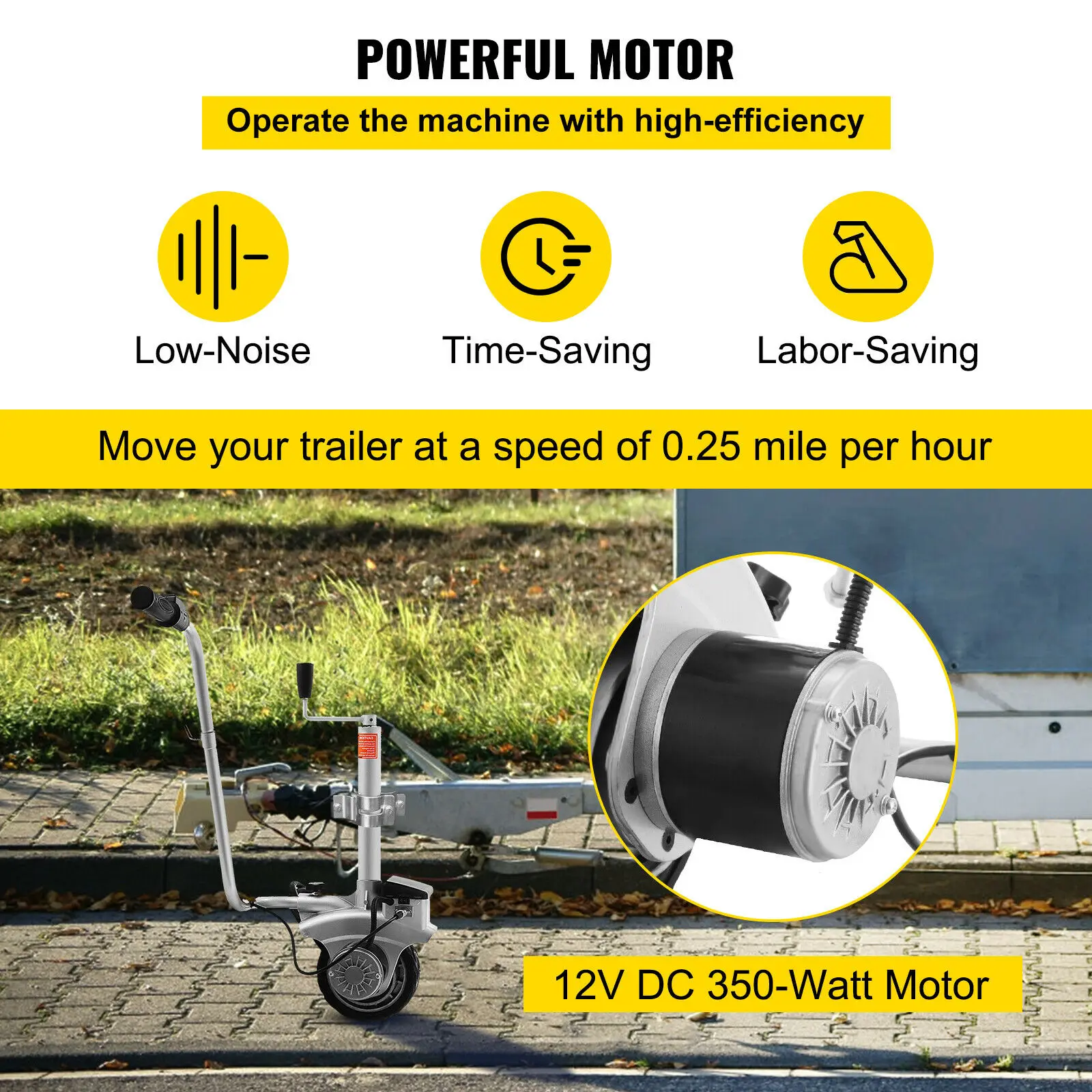 12V Motorised Jockey Wheels Electric Power Mover Maneuver Trailer Boat 350W Striker Power Jockey Wheel Foldable