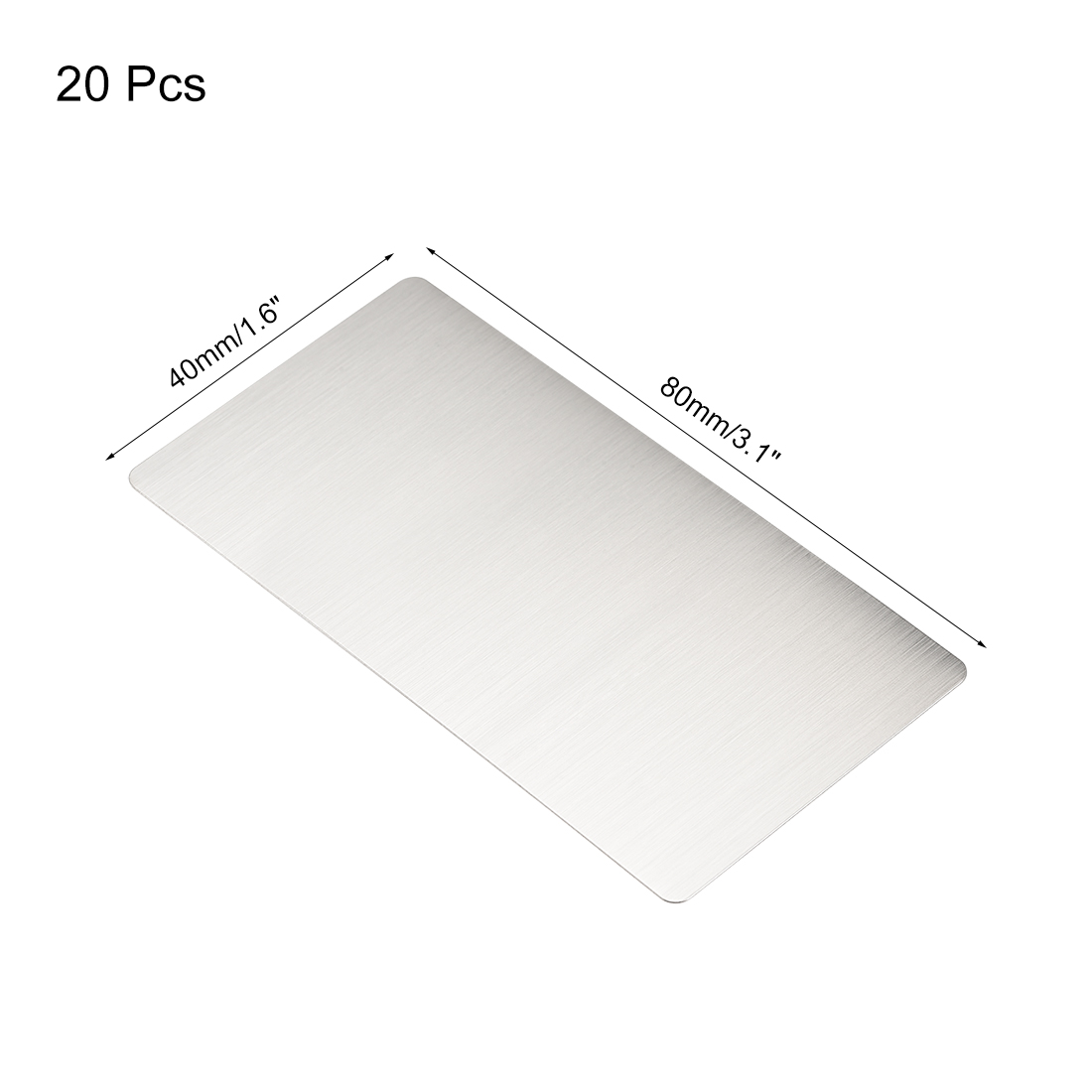 Uxcell 20Pcs Blank Metal Card 100x60x0.4mm Brushed 201 Stainless Steel Plate for DIY Laser Printing Engraving Dark Gray Silver