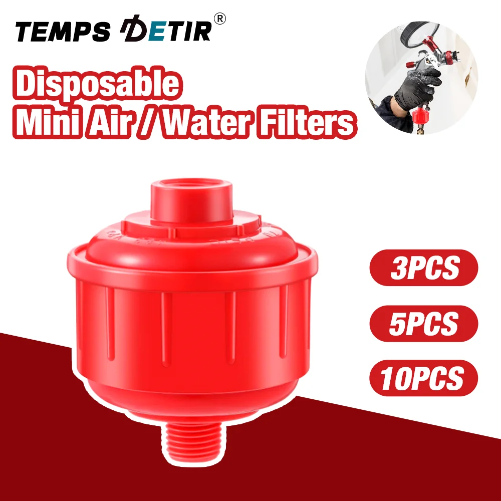 Mini Disposable Air Water Filter, Oil Water Separator, Air Line Filter Spray Gun Filter 1/4 Inch Thread for Spray Guns/Air Tools