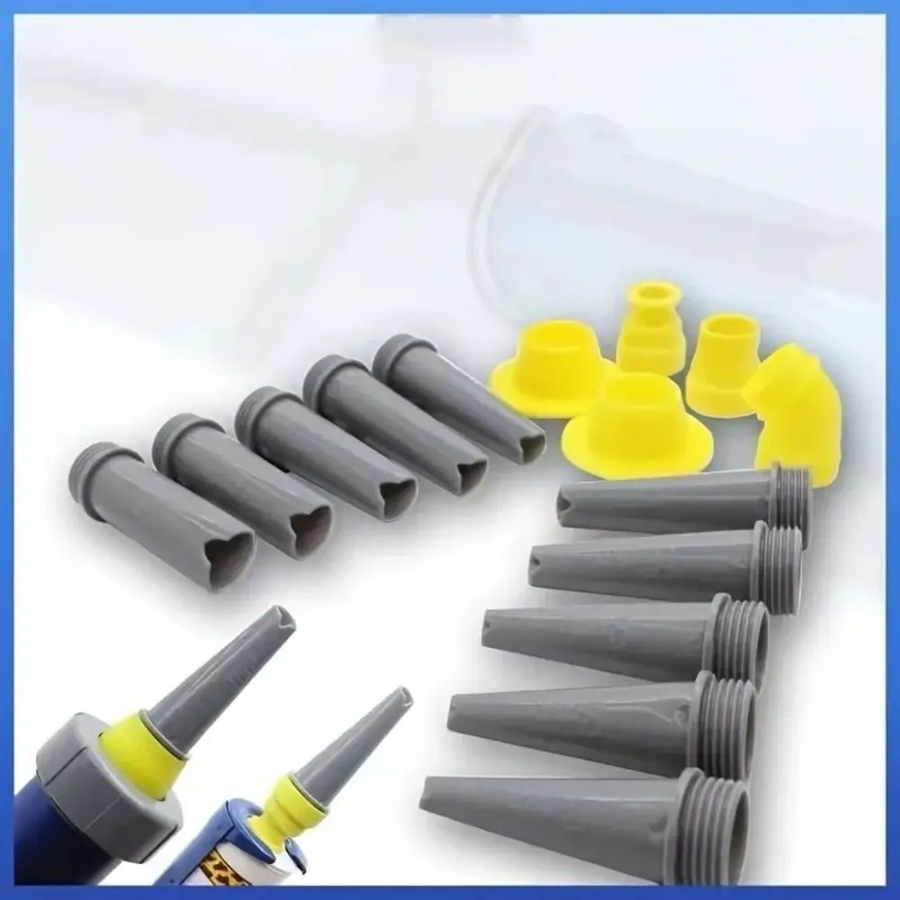 15Pcs Caulk Finisher Kit Glass Glue Caulking Plastics Nozzle Tips with Connection Bases Replacement for Bathroom Kitchen Doors