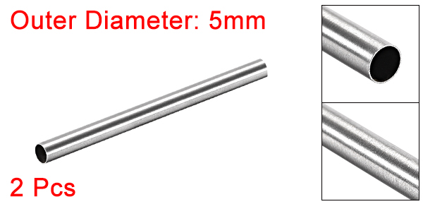 Uxcell 2Pcs 304 Stainless Steel Round Tubing 3mm 4mm 5mm OD 250mm Length Seamless Straight Pipe Tube 0.2mm-1mm Wall Thickness