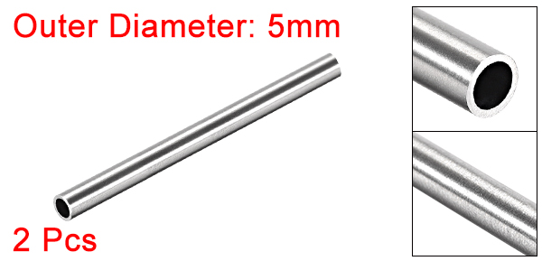 Uxcell 2Pcs 304 Stainless Steel Round Tubing 3mm 4mm 5mm OD 250mm Length Seamless Straight Pipe Tube 0.2mm-1mm Wall Thickness