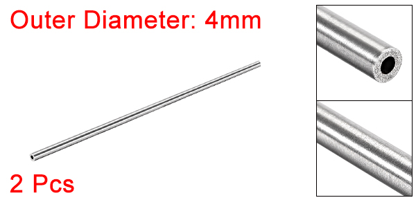 Uxcell 2Pcs 304 Stainless Steel Round Tubing 3mm 4mm 5mm OD 250mm Length Seamless Straight Pipe Tube 0.2mm-1mm Wall Thickness
