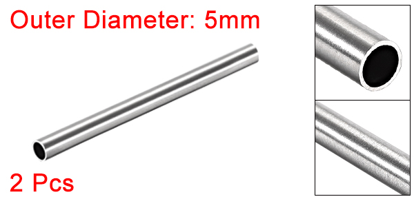 Uxcell 2Pcs 304 Stainless Steel Round Tubing 3mm 4mm 5mm OD 250mm Length Seamless Straight Pipe Tube 0.2mm-1mm Wall Thickness