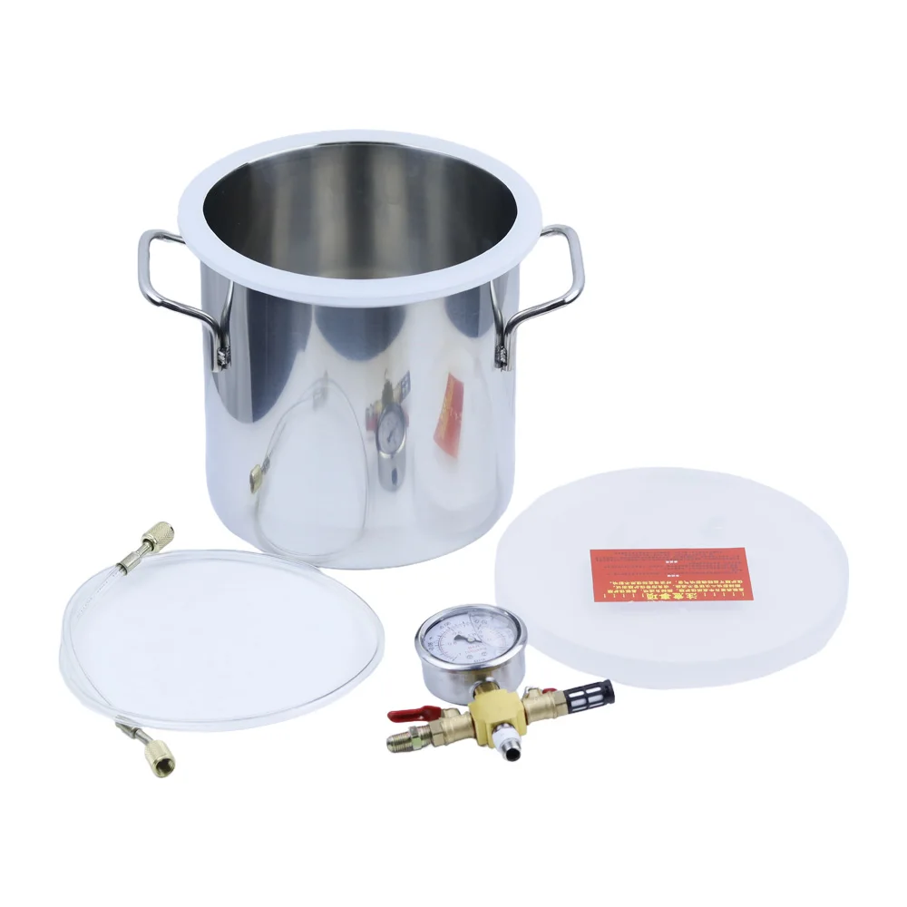 Stainless Steel Vacuum Chamber Gallon Vacuum Defoaming Barrel 6L Vacuum Degassing Chamber Silicone AB 20CM