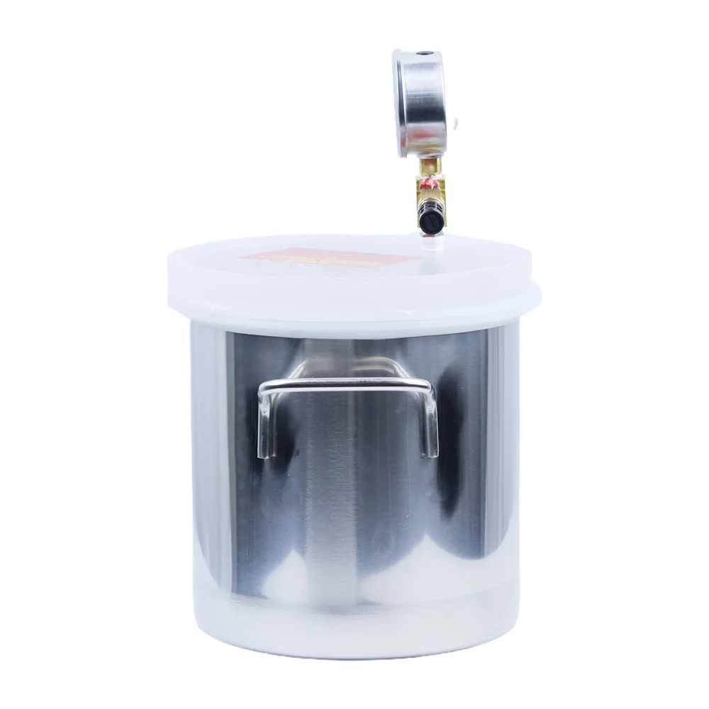 Stainless Steel Vacuum Chamber Gallon Vacuum Defoaming Barrel 6L Vacuum Degassing Chamber Silicone AB 20CM