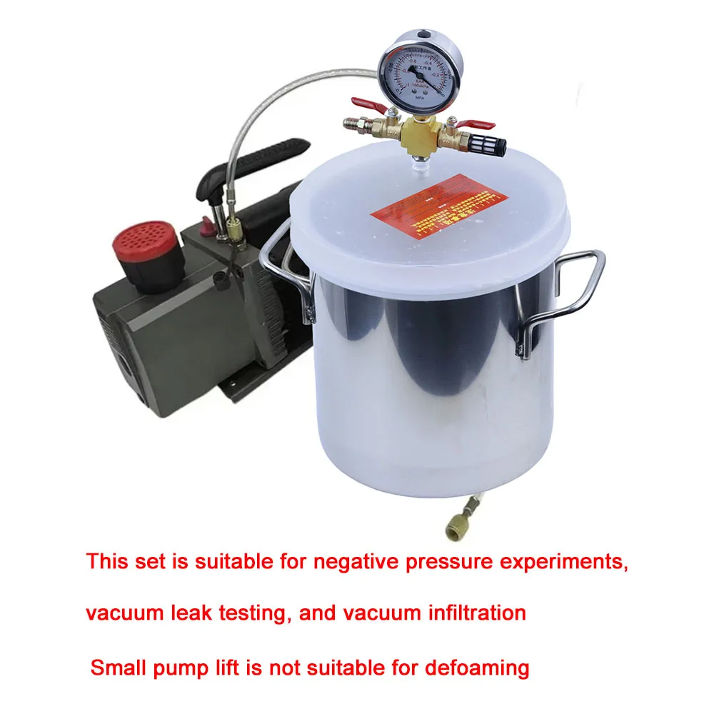 Stainless Steel Vacuum Chamber Gallon Vacuum Defoaming Barrel 6L Vacuum Degassing Chamber Silicone AB 20CM