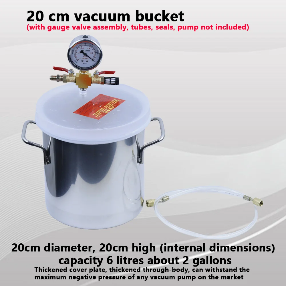Stainless Steel Vacuum Chamber Gallon Vacuum Defoaming Barrel 6L Vacuum Degassing Chamber Silicone AB 20CM