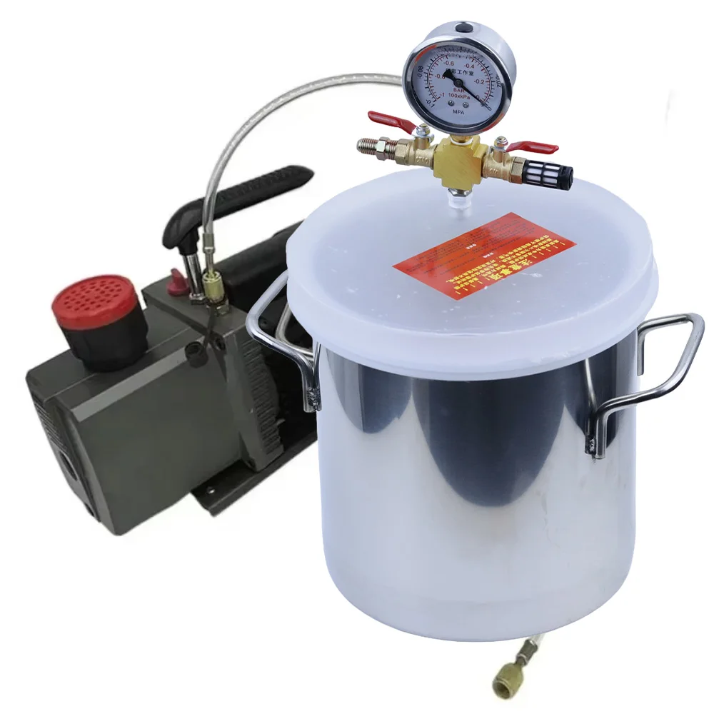Stainless Steel Vacuum Chamber Gallon Vacuum Defoaming Barrel 6L Vacuum Degassing Chamber Silicone AB 20CM