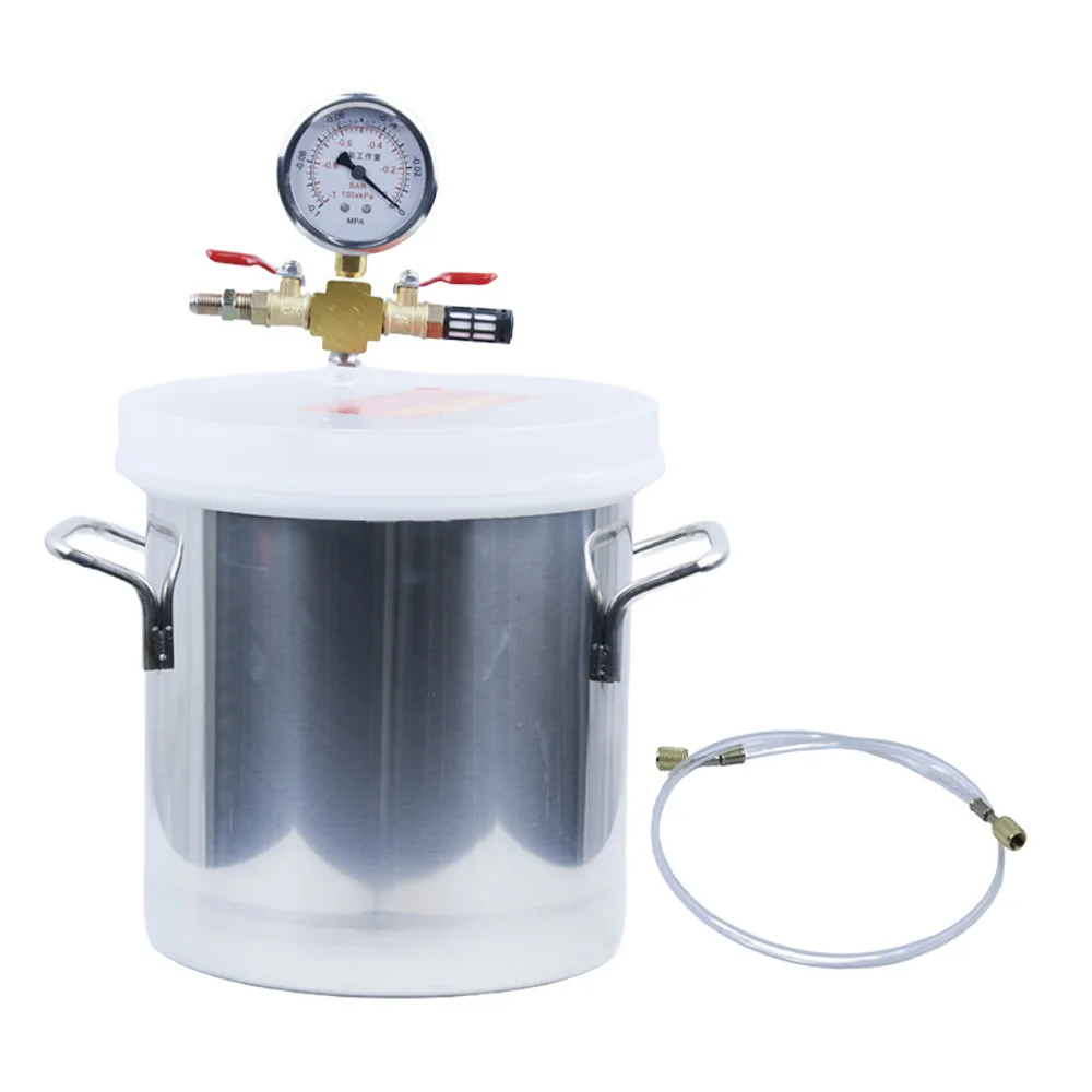 Stainless Steel Vacuum Chamber Gallon Vacuum Defoaming Barrel 6L Vacuum Degassing Chamber Silicone AB 20CM