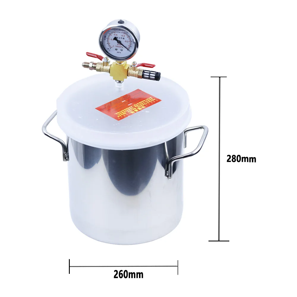 Stainless Steel Vacuum Chamber Gallon Vacuum Defoaming Barrel 6L Vacuum Degassing Chamber Silicone AB 20CM