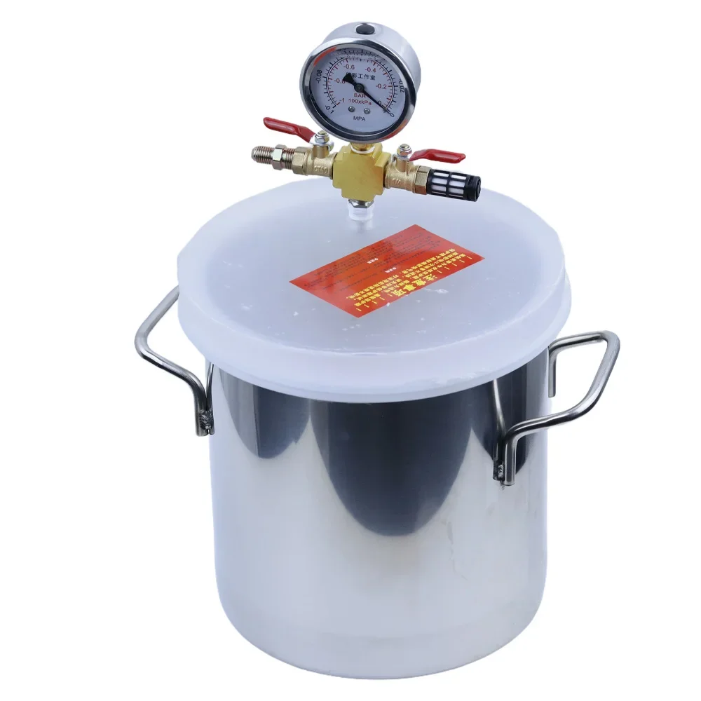 Stainless Steel Vacuum Chamber Gallon Vacuum Defoaming Barrel 6L Vacuum Degassing Chamber Silicone AB 20CM
