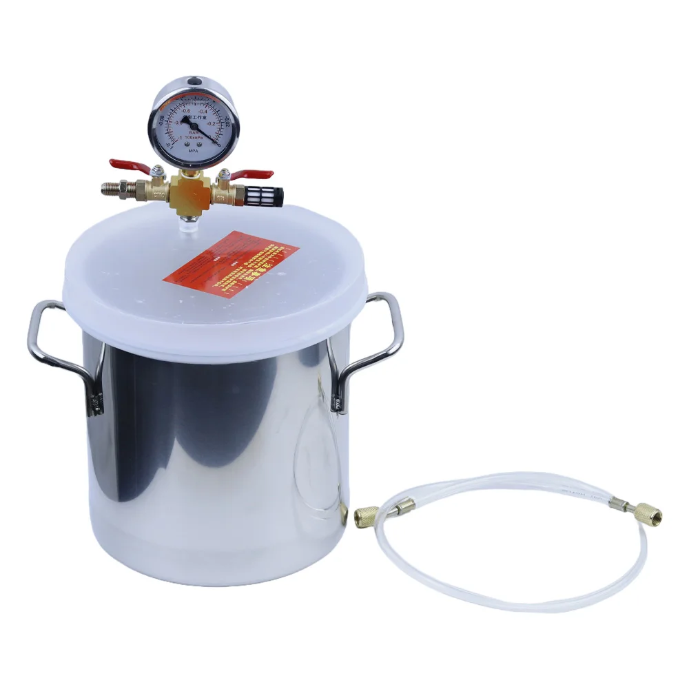 Stainless Steel Vacuum Chamber Gallon Vacuum Defoaming Barrel 6L Vacuum Degassing Chamber Silicone AB 20CM