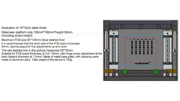100*100mm SMT Steel Mesh Solder Steel Sheet PCB Solder Paste Printing Manual Micro Screen Printing Machine Printing Table