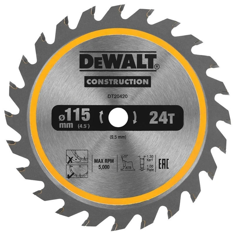 DEWALT DT20420 Circ Saw Blade Cordless Framing 115mmx9.5mm 24T Carpentry Professional Sharp Cutting Power Tool Accessories