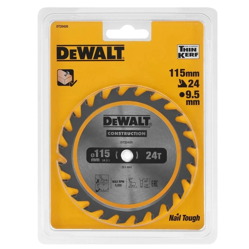 DEWALT DT20420 Circ Saw Blade Cordless Framing 115mmx9.5mm 24T Carpentry Professional Sharp Cutting Power Tool Accessories