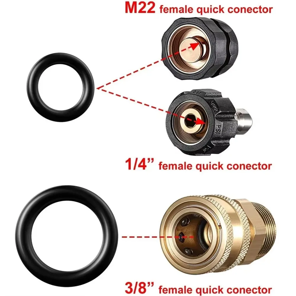 40Pcs/Set High Pressure O Ring Set Quick Disconnect Durable Washer Seal 1/4 M22 3/8 Rubber Washer Cleaner O-Ring