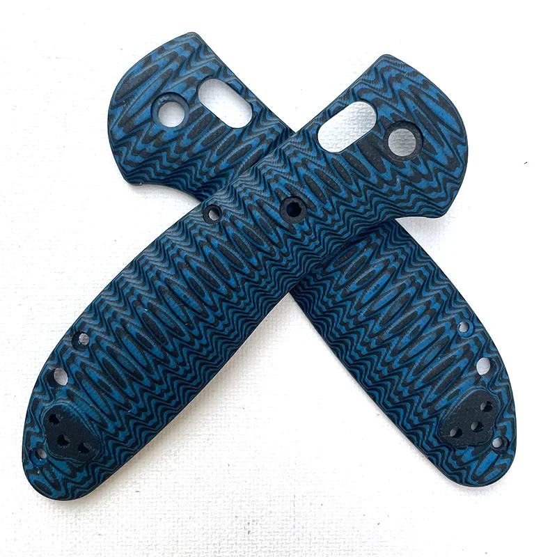 1 Pair Folding Knife Accessories Custom Wave texture G10 Scales Shank Handle Grips For BM 550/551 With Support Shaft Screw