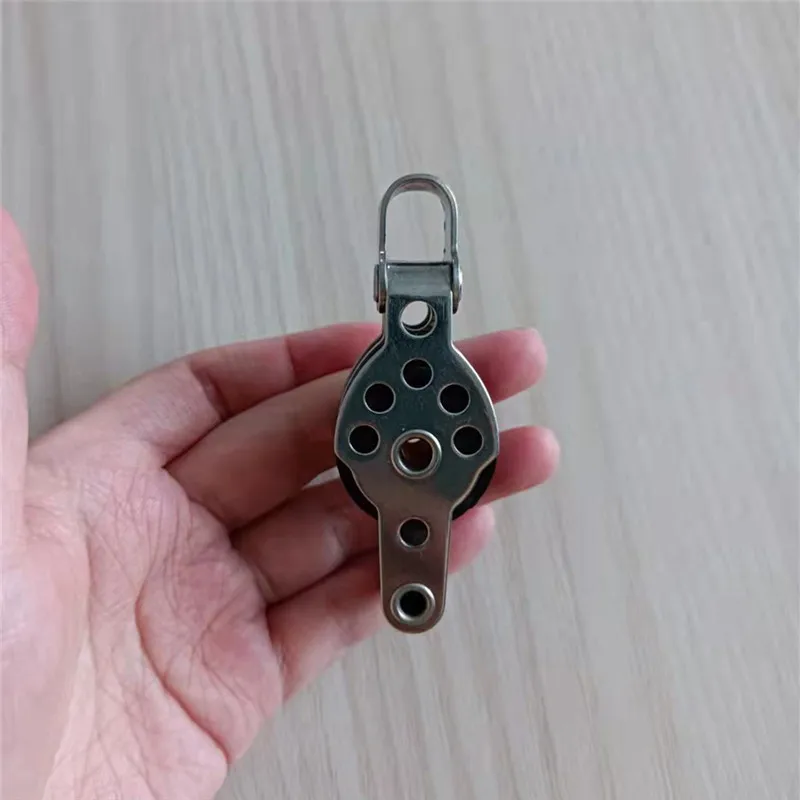 Marine Boat Accessories Stainless Steel Double Nylon Sheaves Pulley Block for 4mm Rope