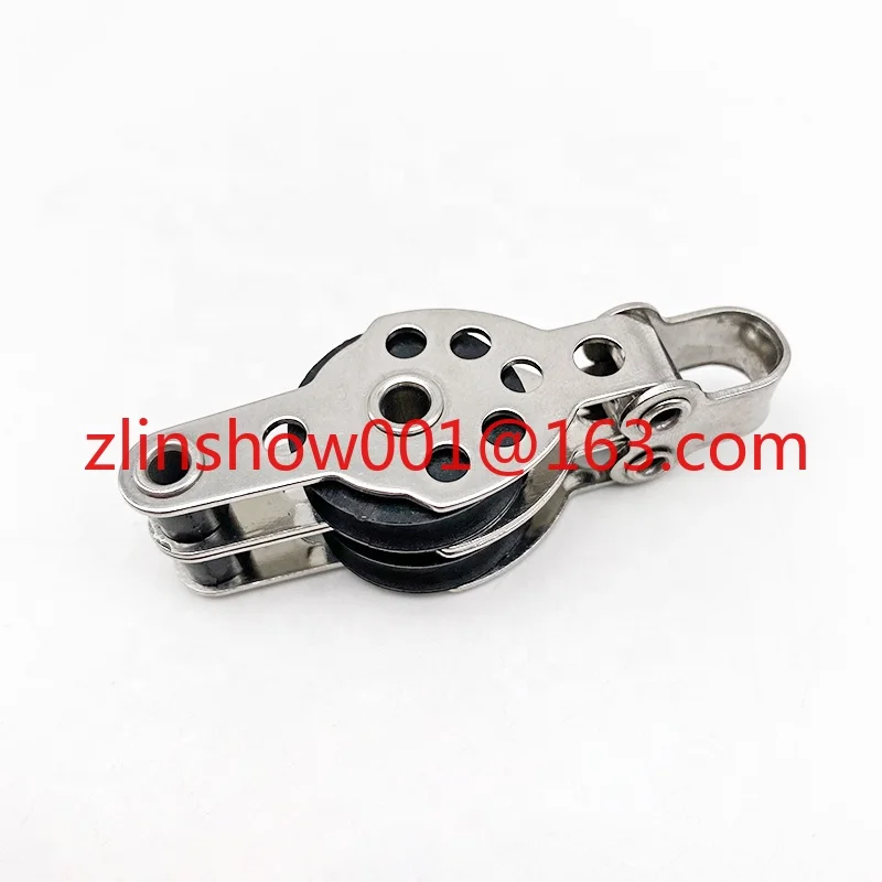 Marine Boat Accessories Stainless Steel Double Nylon Sheaves Pulley Block for 4mm Rope