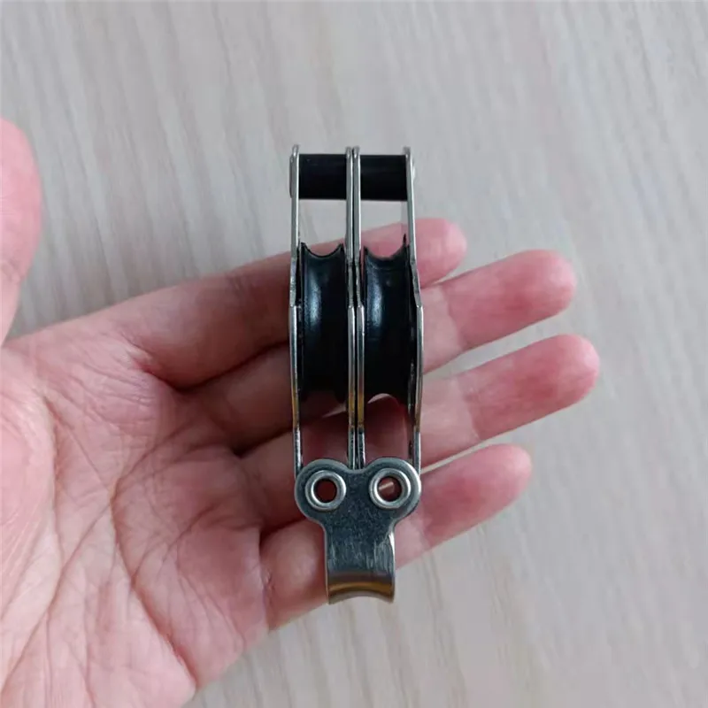 Marine Boat Accessories Stainless Steel Double Nylon Sheaves Pulley Block for 4mm Rope