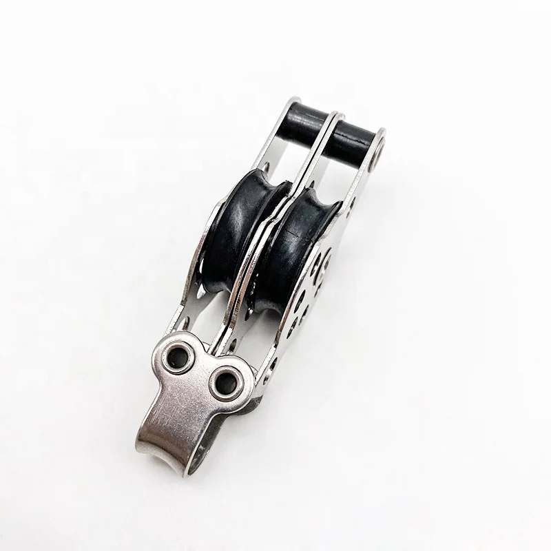 Marine Boat Accessories Stainless Steel Double Nylon Sheaves Pulley Block for 4mm Rope