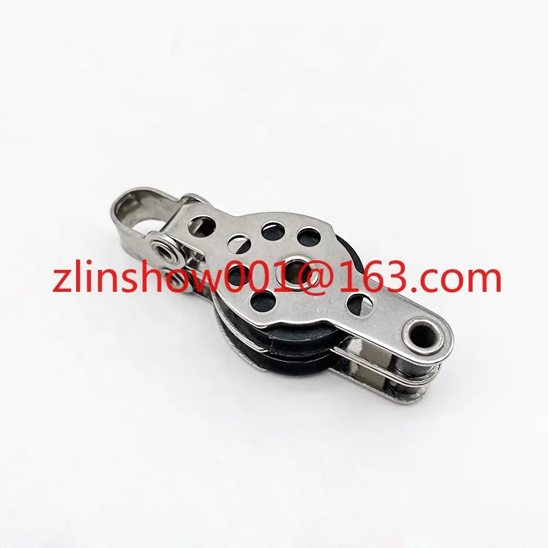 Marine Boat Accessories Stainless Steel Double Nylon Sheaves Pulley Block for 4mm Rope
