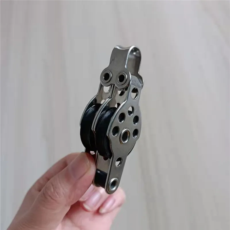 Marine Boat Accessories Stainless Steel Double Nylon Sheaves Pulley Block for 4mm Rope