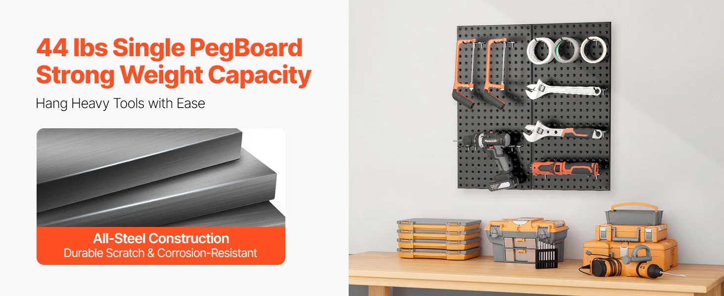 SucceBuy 24x12in 2/4pcs Metal Pegboard Panels Wall Organizer with Hooks Accessories for Garage Tool Storage Craft Room Home