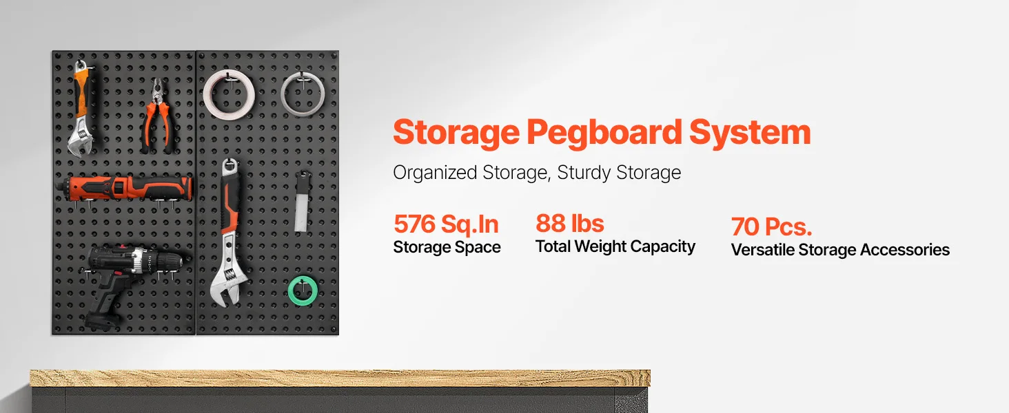 SucceBuy 24x12in 2/4pcs Metal Pegboard Panels Wall Organizer with Hooks Accessories for Garage Tool Storage Craft Room Home