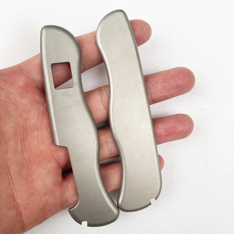 1Pair Titanium Alloy Handle Scales With Square Holes for 111MM Swiss Knife Patch with Slots for Toothpick Tweezers Accessories