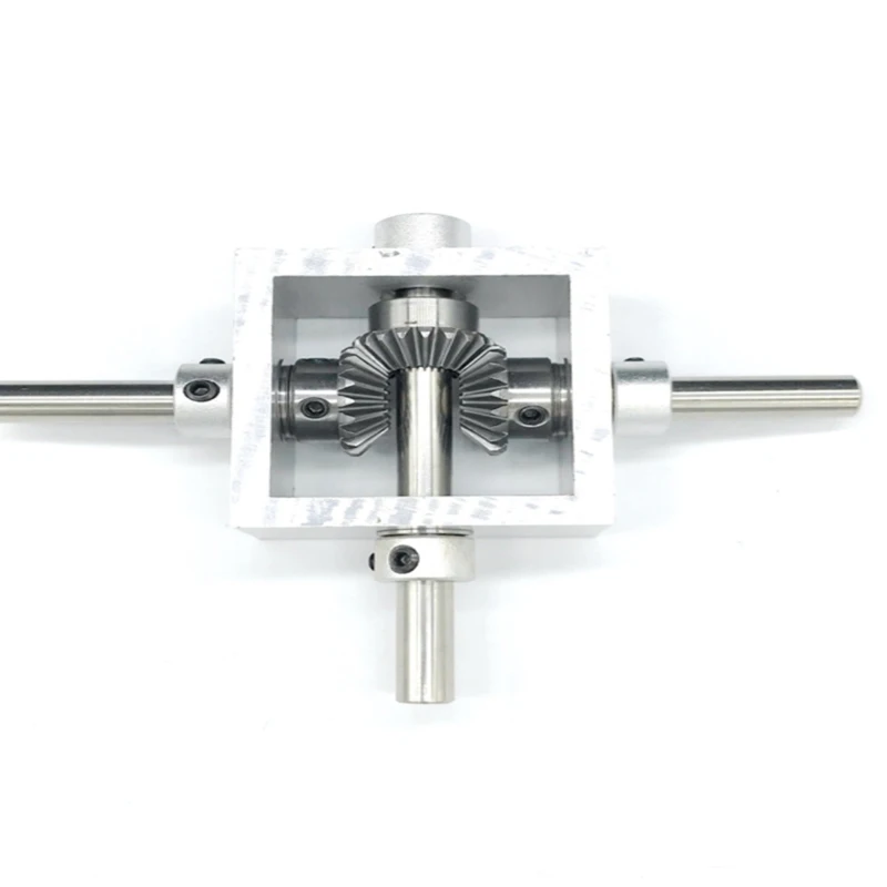 Transmission Reversing Gearbox Dual Output Shaft Bevel Gear Angle Converter Speed Ratio 1:1 Alloy Frame 90 Degree Right Angle