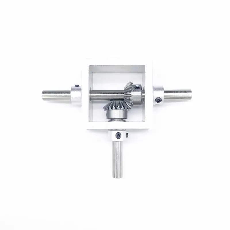 Transmission Reversing Gearbox Dual Output Shaft Bevel Gear Angle Converter Speed Ratio 1:1 Alloy Frame 90 Degree Right Angle