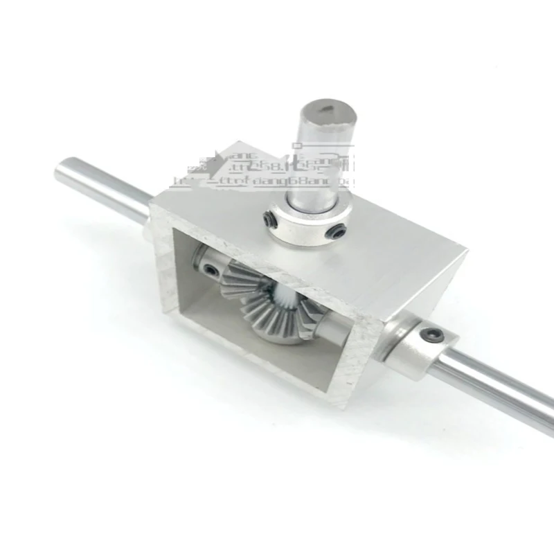 Transmission Reversing Gearbox Dual Output Shaft Bevel Gear Angle Converter Speed Ratio 1:1 Alloy Frame 90 Degree Right Angle