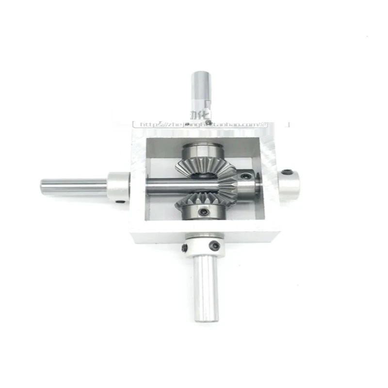 Transmission Reversing Gearbox Dual Output Shaft Bevel Gear Angle Converter Speed Ratio 1:1 Alloy Frame 90 Degree Right Angle