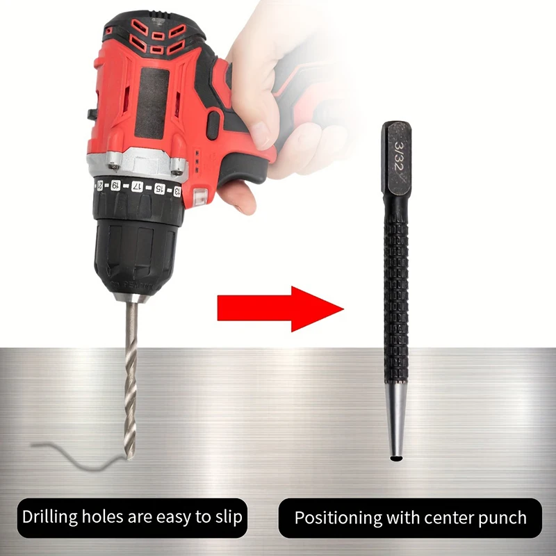 4 Pieces of High-speed Steel Nail Fixer Black Drilling Manual Locator Punching Center and Dot Punch (1/32 "2/32" 3/32 "4/32")