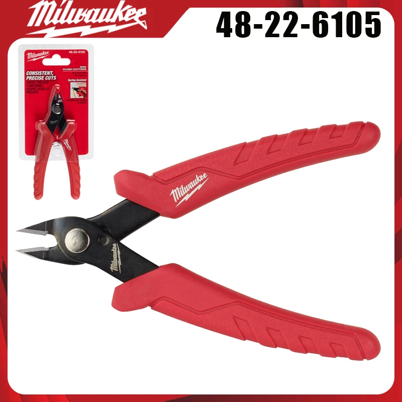 Milwaukee 48-22-6105 Mini Flush Cutters Spring Assisted Precision Wire Cutters For Electrical Work