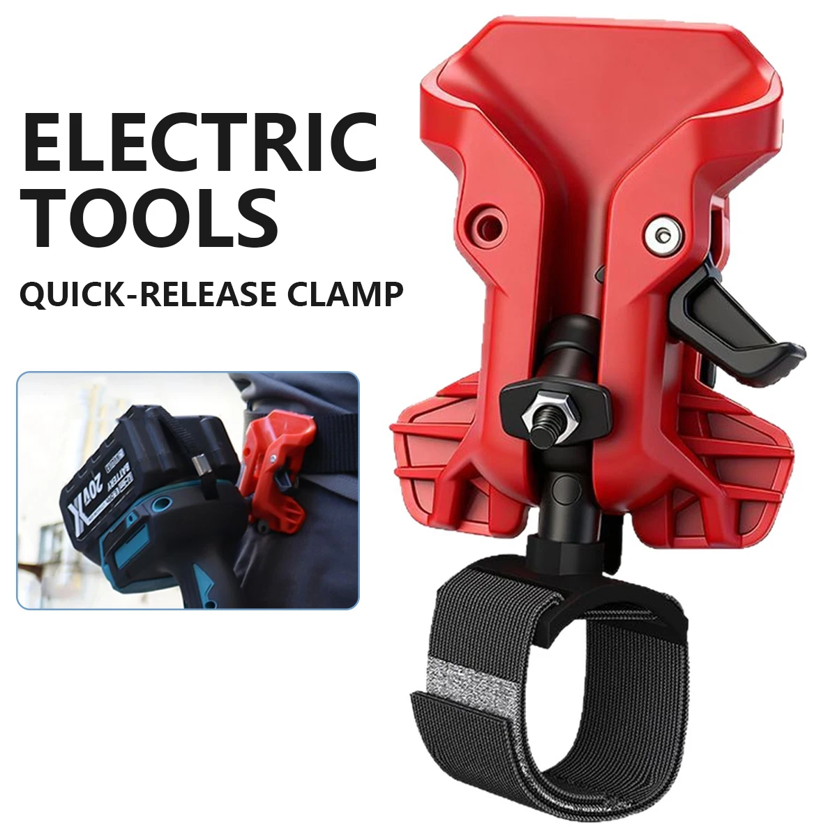 1/2 Pcs New Electric Drill Quick Release Clamp Belt Holster Holder 70g High Strength ABS for Power Tool Waist Waistband Clip Red