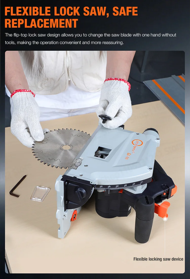 110V SJ-55 Brushless Track Saw 2KW 55mm Depth 6470RPM 6-Speed Plunge Saw for Wood Aluminum Plastic Dust Free with Quick Safety