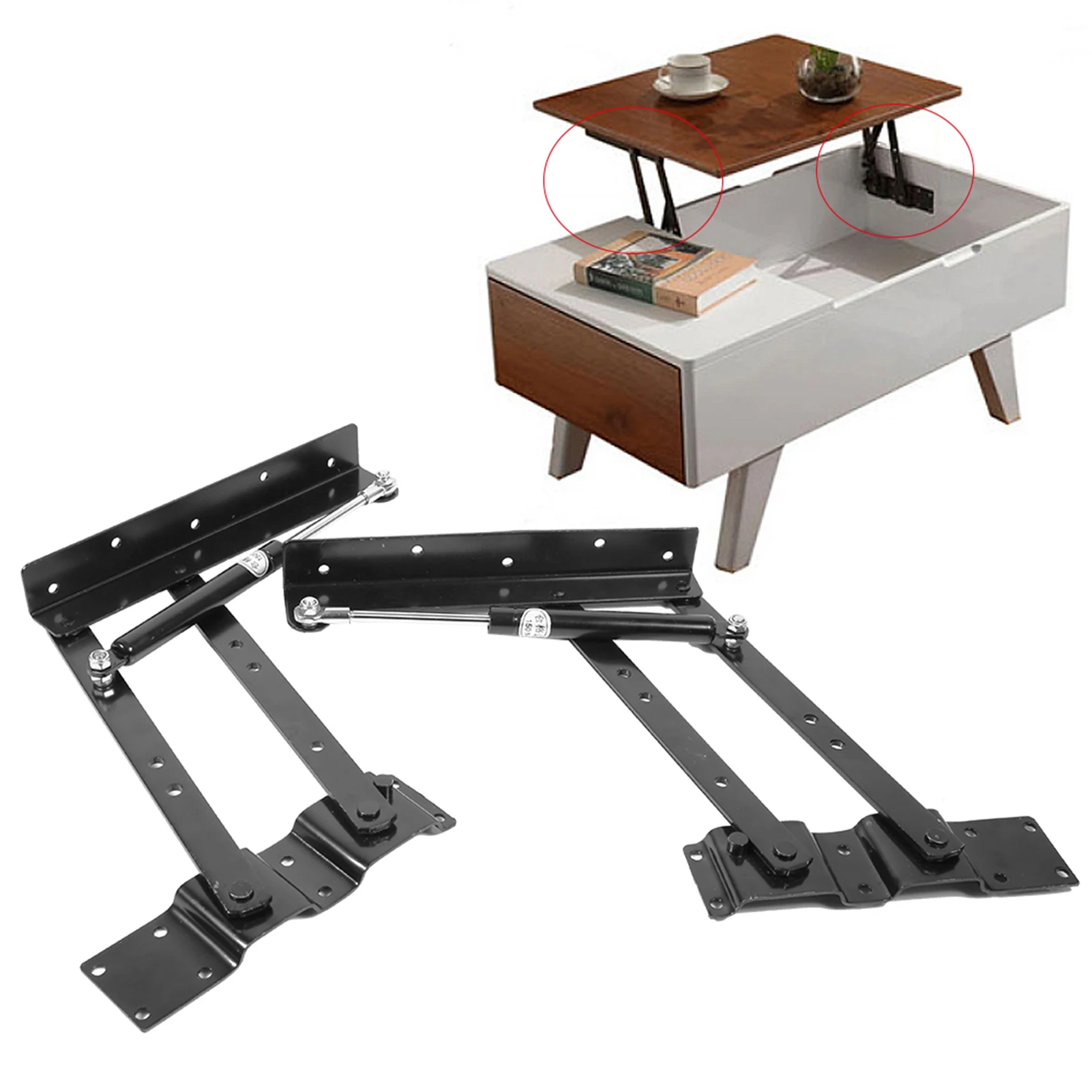 2x Practical Lift Up Coffee Table Mechanism Hardware Top Lifting Frame Furniture Mechanism Hardware Top Lifting Hydraulic Hinge