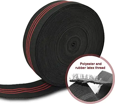 Black Chair Webbing, Elastic, Elasbelt, 2" Wide, Forty 36Ft /472inch/1200cm Roll, Latex, Band, Repair and Modification