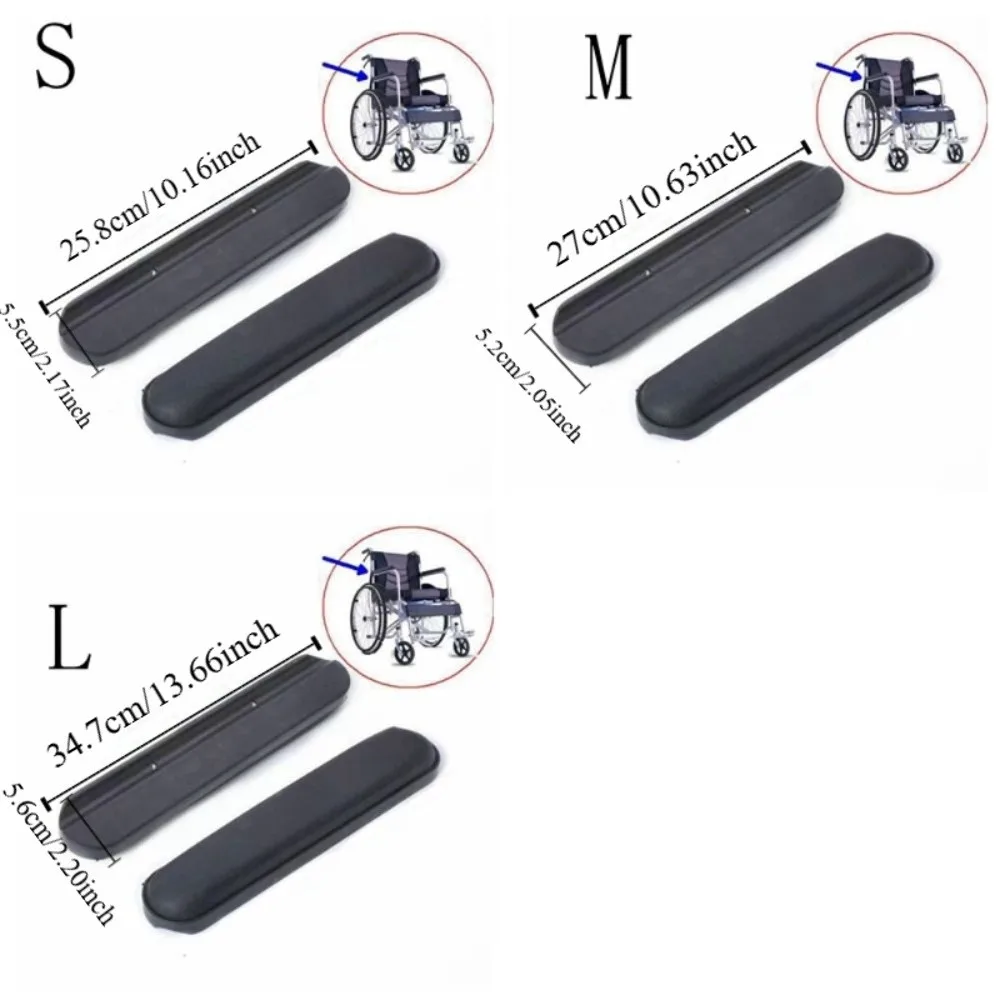 2PCS Comfortable Wheelchair Armrest Pad Sponge Leather Spare Part Arm Rest with Screw Soft Arm Pads Cover Arm Rest Support