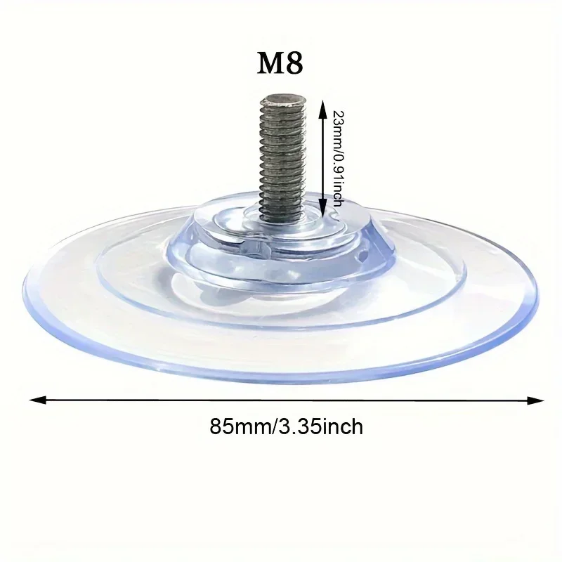 M8 Screw Transparent Rubber Suction Cup Sucker Turn Nut Hooks for Glass Table Tops Storage Tool Wall Picture Hanging Hook